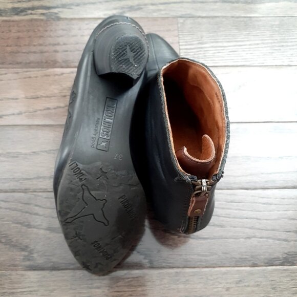 Pikolinos Women'S Leather Cowboy Western Ankle Bootie Black Size 37 Eu 6.5 Us - Picture 7 of 9